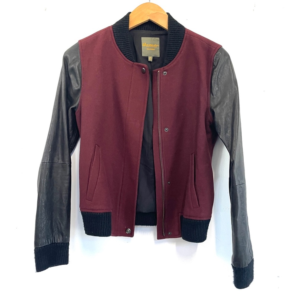 Wearmaster Maroon and Black Varsity Jacket - wool blend and leather